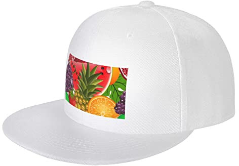 JCAKES Flat Bill Hüte für Männer & Frauen / Frische Früchte Ananas / Herren Flat Caps Verstellbare Snapback Cap - Langlebig, Leicht, Bequem & Leicht Zu Reinigen Baseball Cap, weiß, One size