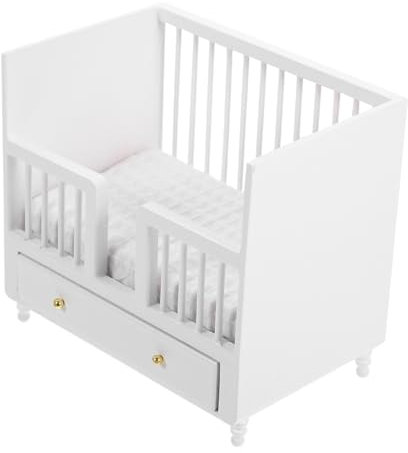ibasenice Puppenwiege Puppen süße Traumwiege Mini-Kinderbett Kinder Zimmer einrichtungen möbel Krippe Babybetten Babyspielzeug Mini-Hausbett Mini-Hausmöbel hölzern Puppenhausmöbel Minibett