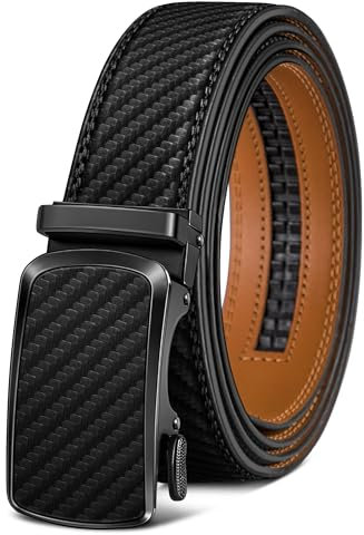 BULLIANT Gürtel Herren, Ledergürtel Ratsche Gürtel Automatikschließe für Herren Business Anzug,Breit 35mm Gürtel,Größe Angepasst(Schwarz,125cm/36-42 taille verstellbar)