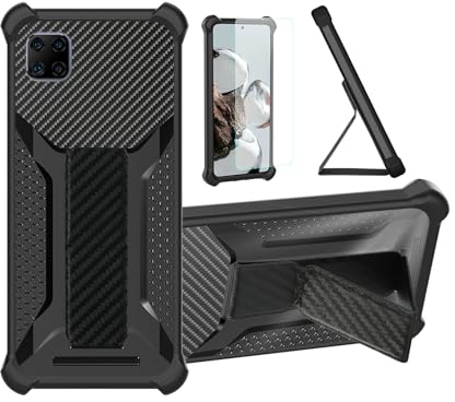 Hülle Für Zte Axon 11 5G Hülle Case Handyhülle Schutzhülle Cover [mit gehärtetem Glas-Screen-Protector] Hybrid [Folding Support Magnetic] [Frosted Anti-Fingerprint] Schwarz