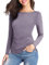 Zeagoo Pullover Damen Langarmshirtm U-Boot Pullover Gerippt Langarm Shirt Casual Oberteile Basic Einfarbig Tops Lila L