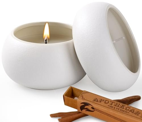 Autumnlife Duftkerz im Keramik, 2x150g Stressabbau Duft kerzenset, Natürliches Aromatherapie Kerze Langlebige Duft mit Blumenduft, Deko Scented Candle Set Duftkerzen Geschenkset für Frauen