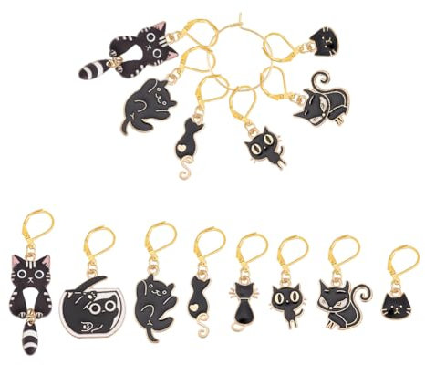 UNICRAFTALE 16 Stück 8 Stile Katze Maschenmarkierer Stricken Gänseblümchenform Strickreihenzählerketten Emaille Häkel Maschenmarkierer Verriegelung Selbstgemachtes Zum Stricken Und Weben von Zubehör
