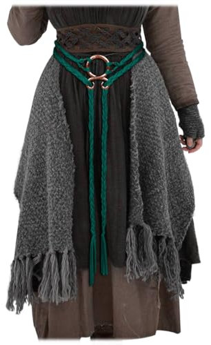 keland Mittelalter Accessoire Seil Gürtel Wikinger Gürtel Bindegürtel für Damen Herren (Grün)