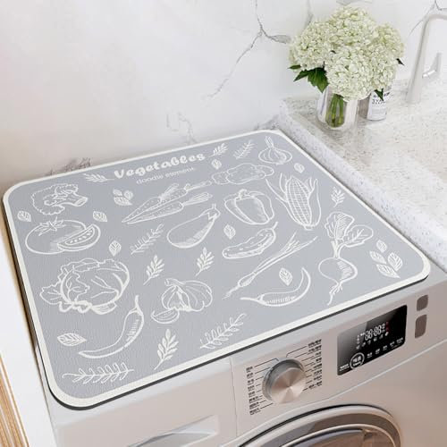 Cubierta Polvo Lavadora 50x50cm,Cubierta Antipolvo del Refrigerador,Cubierta de Polvo Superior del Refrigerador,Cubierta Polvo Refrigerador,Para Lavadora,Microondas,Refrigerador de una Puerta (Gris)