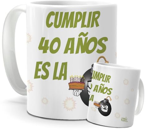 Taza Regalo 40 Cumpleaños | Ideas de tazas para 40 años | Regalos divertidos cuarenta años | Regalo original para amigos, primos y más familia | 350ml