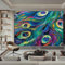 Fototapete Abstrakte Pfauenfedern Wanddekoration, Bunt Vlies Tapeten 250 x 175 cm Moderne Wandtapete Wohnzimmer Schlafzimmer schmücken Pflegeleichte Kunsttapete