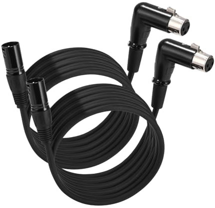 2 Pack XLR Kabel,Mikrofon Kabel,Rechter Winkel XLR-Stecker auf XLR-Buchse, XLR-Verbindungs-Kabel, Mikrofon XLR Symmetrisch Audio Verlängerungskabel,3-poligen Adapter XLR Stecker auf Buchse Kabel