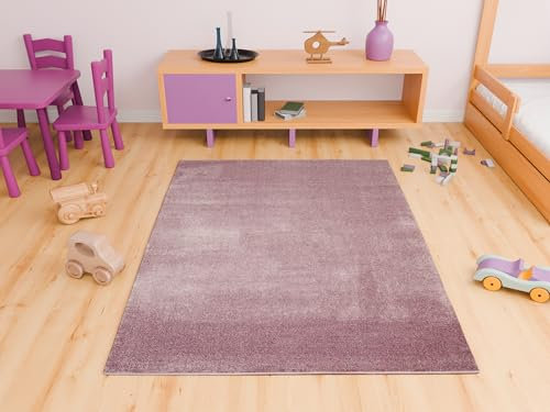 AKCILA Lima rechteckig Lila Wohnzimmerteppich 80x150 cm, Kinderzimmer Kurzflor Teppiche Mädchen, Jungen, Kids Carpet, Spielteppich Kinder Babyzimmer Tepich, Teppich Schlafzimmer,Teppiche Gegend