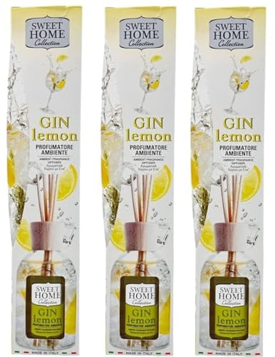 Suarez Sweet Home Collection Cocktail Raumduft Stäbchen Ätherisches Öl duftend Raumduft Diffusor Haus 100 ml (Gin Lemon, 3 Einheiten)