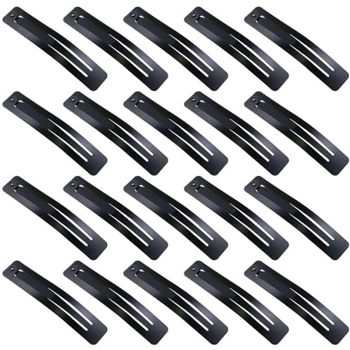 Lot de 20 barrettes à cheveux rectangulaires en métal - Noir - 7 cm - Pour filles, hommes et femmes
