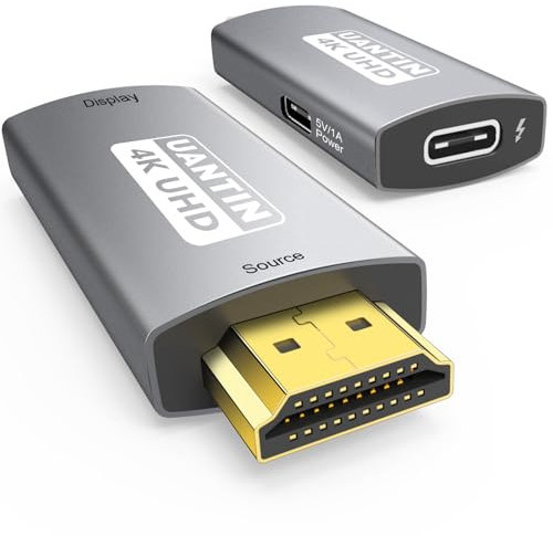 UANTIN HDMI to USB C Adapter (4K 60Hz) Uni-Directional HDMI (Source) to USB-C (Display) Adapter (Not Compatible USBC Source) Male to Female for XR/AR Glasses,PS5,Portable Monitors