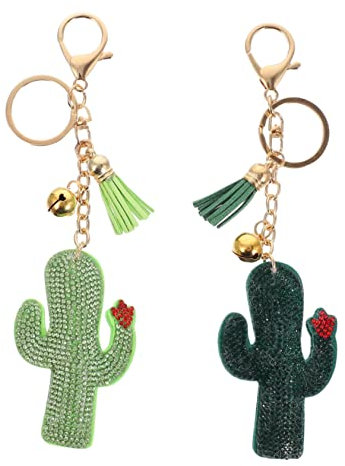 GAROZATION 2pcs Rhinestone Cactus Keychains Secure Lobster Attractive Bag Pendants for Handbags Purses and Backpacks for