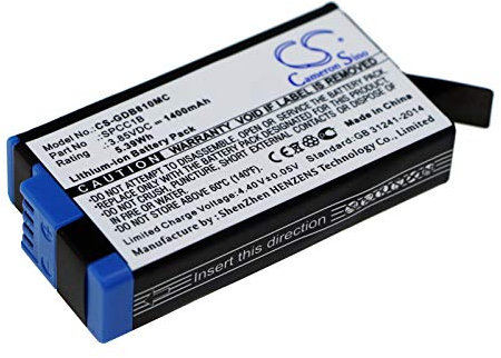 TollCor Sostituzione della batteria 1400mAh/3.85V per GoPro ACBAT-001, Max, Max 360, P/N: 601-26762-000, SPCC1B