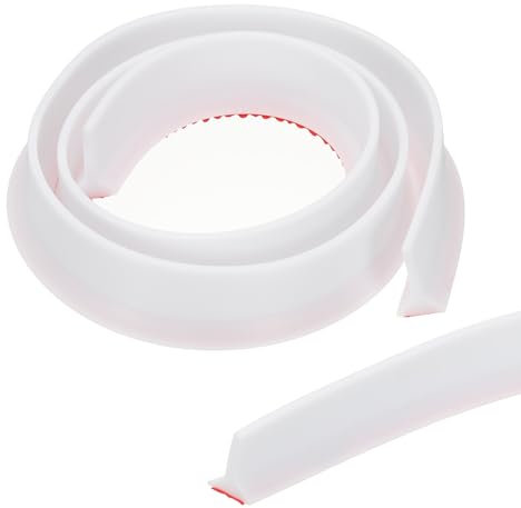 PATIKIL 39 Inch Collapsible Shower Threshold Water Dam Guard, Shower Stopper Barrier Self Adhesive Sink Splash Guards for Frameless Shower Door Bottom, White (1.2 Wx0.6 T)