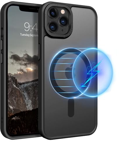 GaoBao Cover per iPhone 11 Pro Max 6,5” [Compatibile con Magsafe] Custodia Opaco Magnetica Sottile e Traslucida, Protezione Antiurto e Antigoccia, Protettiva Anti-Improntaper (Nero)