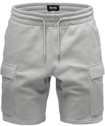 REPUBLIX Herren Cargoshort Männer Kurze Bermuda Sweat Hose Regular Fit R8007 Hellgrau 3XL