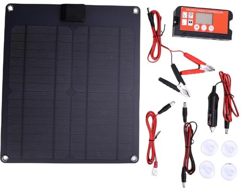 Fockety Solarmodul Set, 30 W USB Solarmodul Erhaltungsladegerät mit Laderegler, Solar Erhaltungsladegerät, Solar Batterieladegerät für Boot, Wohnmobil, Motorrad, Marine