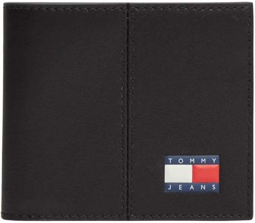 Tommy Jeans Herren Geldbeutel Heritage Wallet mit Logo, Schwarz (Black), Einheitsgröße