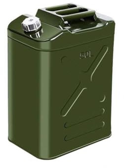 DVTFRUI Jerricane À Essence INOX Verte Extra Épaisse Résistante Durable pour Stockage Extérieur, Garage, Transport De Carburant,50L