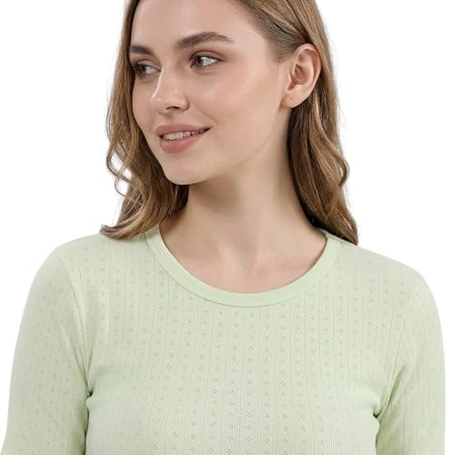TURTLE Women's Pyjama Set Long Sleeve Pyjamas Two Piece Comfy Sleepwear and Loungewear Set Pointelle Pj Set (L, Sage Green)