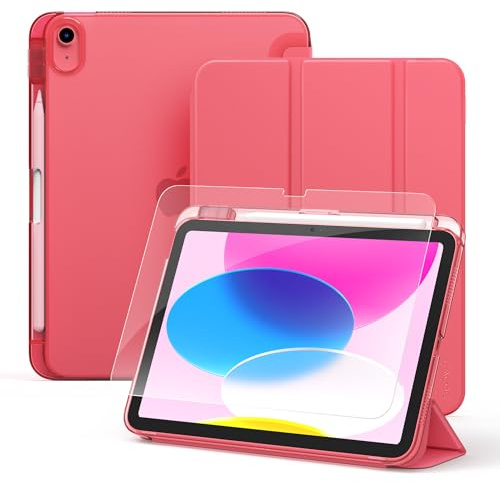 CACOE Funda para iPad A16 11/10 Generación (2025/2022) con Soporte para Lápiz y Protector de Pantalla de 11/10.9 Pulgadas, Funda iPad A16 Protectora Completa para iPad 11/10 Gen, Rosa Sandía