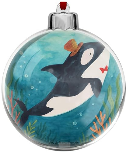Mr. & Mrs. Panda Weihnachtskugel Orca Zylinder Design - Geschenk, christbaumkugeln, christbaumkugel, Feier, Fest, Glitzer, Meerestiere, weihnachtskugeln, Geburtstag, Kunststoff, weihnachtshänger