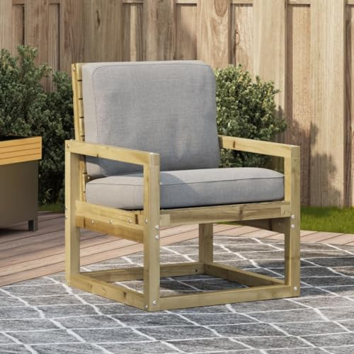 IBUQDDV Gartenstuhl aus imprägniertem Kiefernholz 57,5x63x76 cm mit Armlehnen und Rückenlehne für Terrasse und Garten, wetterfestes Holz, bequemes Sitzerlebnis, Latten-Design,
