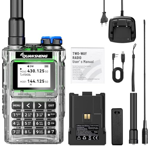 UV-K1 Portable Two Way Radio, Rechargeable Walkie Talkie with 1400mAh Li-ION Battery, Type-C Charging, 200 Channels, VOX, Scan, FM Radio, Emergency Alarm, Handheld Radio for Outdoor and Work Use