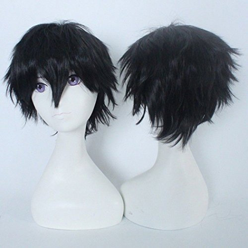 Unisex Short Cosplay Volle Perücken Natürliche Schicht Glattes Haar Anime Party Perücke Kostüm Für Frauen Männer Jungen Mädchen Schwarz