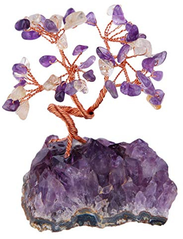 KYEYGWO Geld Baum umwickelt auf Crystal Base Bonsai Skulptur Figur für viel Glück