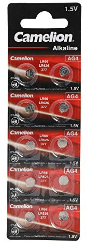 AccuCell Pilas de botón AG 4 de la marca (10 unidades, equivalente a pila de botón V 377 y pilas LR626, 1,5 V, 18 mAh)