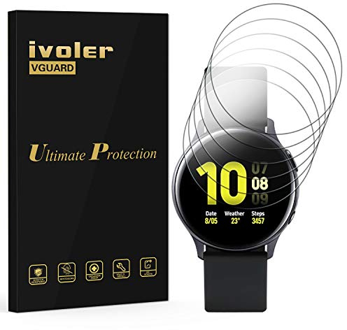 VGUARD 6 Piezas Protector de Pantalla para Garmin Vivoactive 6/5 / Samsung Galaxy Watch Active 2 40 mm/Galaxy Watch Active, [Cobertura Completa] [líquida Instalar] HD Transparente TPU Protector