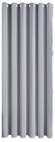 MRTREES Cortinas opacas térmicas con ollaos, modernas, cortas, 228 x 228 cm (alto x ancho), color gris claro, 1 unidad, para hoteles, oficinas, salón, dormitorio, habitación infantil