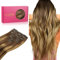 WENNALIFE Extensiones Clip Pelo Natural, 50cm 120g 7 Piezas, Balayage Marrón Chocolate a Rubio Caramelo Extensiones de Clip Natural Extensiones Pelo Remy Extensiones Cabello Postizos Mujer