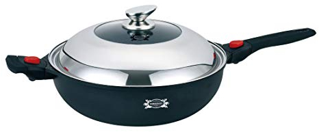 HAUSSMANN heritage Wok32cm Revêtement Type Pierre-sans PFOA Manche Amovible-Fonte d'aluminium-Tous Feux Dont Induction- HM-WOK1432M (HM-WOK1432M)