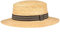 Breiter Kreissäge Strohhut Sommerhut Sonnenhut aus 100% Stroh mit schwarzem Ripsban Gondoliere-Hut Made in Italy 6 cm Krempe - Beige, Schwarz gestreift, XL 60-61