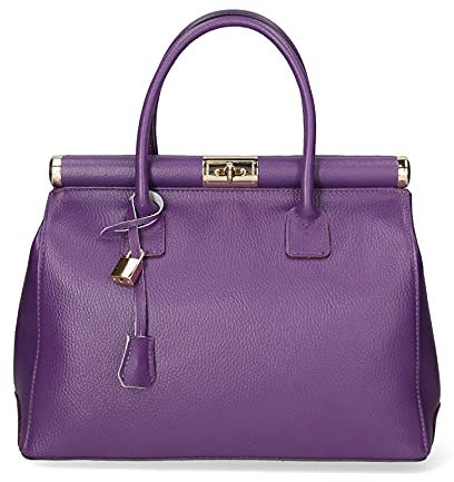 Chicca Borse Borsa top handle donna borsa a mano in pelle dollaro borsa media italiana - Viola