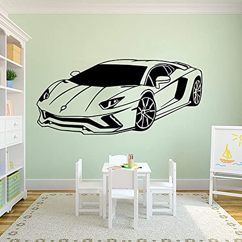 QIANGTOU Große i Rennwagen Fahrzeug Wandaufkleber Junge Zimmer Schlafzimmer Sportwagen Auto Wandtattoo Schlafzimmer Spielzimmer Vinyl Home 95x44cm