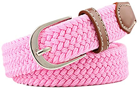 Jungerhouse Ceintures Femme Homme Elastiques Belt Tressées Extensible Boucle en Métal Réglable pour Jeans Pantalons (Rose,Taille unique)