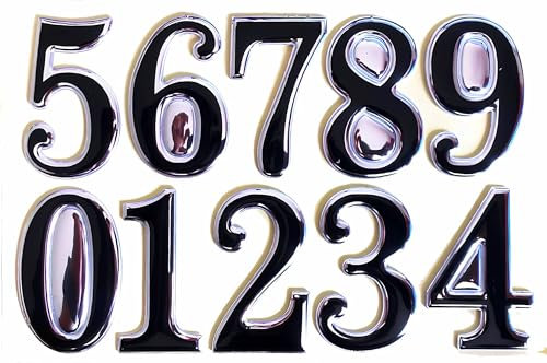 Front Door Numbers 3D Self Adhesive House Numbers Plaques Waterproof Mailbox Signage DIY Address Numbers Sign for Home Office Hotel Apartment Door Room Wall (Silver)