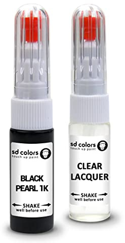 SD COLORS BLACK PEARL 1K compatible with KIA New Touch Up Paint Pen REPAIR KIT 20 ML SCRATCH CHIP BRUSH COLOR CODE 1K BLACK PEARL (PAINT+LACQUER)