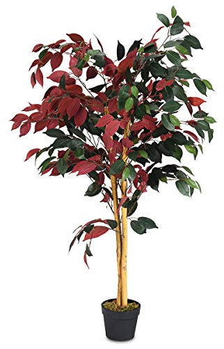 GIANTEX Künstlicher Baum für den Innen- und Außenbereich, künstliche Ficus, dekorativ, Höhe 120 m, 540 Blätter und Stamm, Natur, künstliche Pflanze