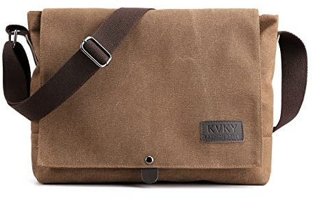CORIOS Retro Herren Schultertasche Canvas Henkeltaschen Umhängetaschen Casual Bürotaschen Groß Kuriertasche Handtasche für Reise Schule Hochschule Arbeit Outdoor Braun