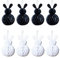 Papierdrachen 8 Osterhasen aus Seidenpapier zum Aufhängen und Dekorieren - Größe 8 x 5 cm inkl Band - ideale Osterdekoration für Sträucher und Äste - wiederverwendbar - weiß, schwarz - Set 5