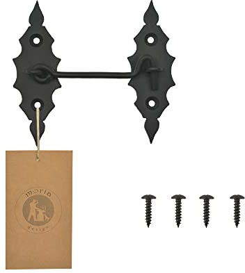 MORIA DESIGN Rustikal Sturmhaken mit Öse 13 cm, Zertifizierter Stahl Kabinenhaken, Türhaken für Fenster, Tor, Bad, Garten, Scheunen & Hangartor, dekorativer Türriegel und Fensterhaken