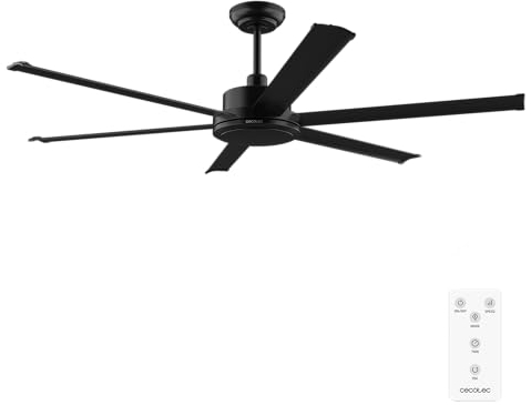 Cecotec Ventilador de Techo EnergySilence Aero 10000 Pro, Motor DC de 80W, Diámetro 254 cm, Mando a distancia, Temporizador, Función Verano e invierno, Altura ajustable 37,5 o 50 cm, Silencioso