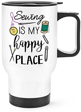 Sewing is My Happy Place Travel Mug Cup with Handle