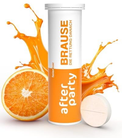 feierbar® After Party Brause | One-Pack-10 Brausetabletten | Beinhaltet die wichtigsten Elektrolyte, Vitamine, Pflanzenextrakte und Koffein, um fitter in den Tag danach zu starten | Made in Germany