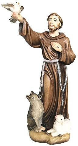 JS Garten Deko Heiligenfigur Heiliger Franziskus H 20 cm Franz von Assisi Holzfigur Holzstatue Statue aus Ahornholz von Dolfi